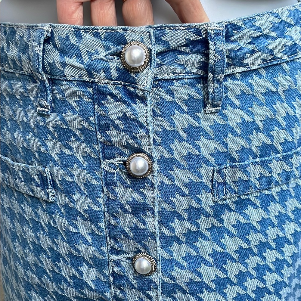 NewBlue Houndstooth Urban Revivo Cotton Skirt Set with Bow Detail - Picture 12 of 15
